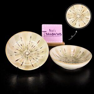 Pier 1 SANCTUARY StarBurst Cream Brown Stoneware 7 7/8" Soup Pasta Bowls Set 2